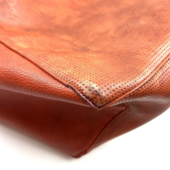 Anthropologie Tia saddle brown perforated vegan leather slouchy boho hobo bag - Picture 8 of 10